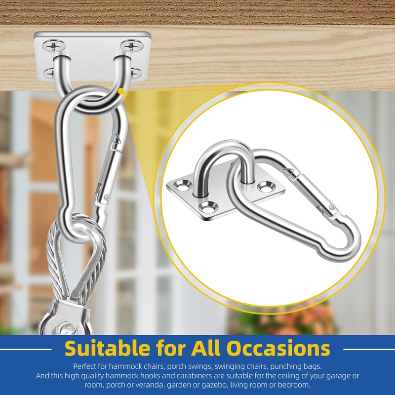 GLARKS 40pcs M8 Stainless Steel Pad Eye Plate Hook and