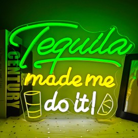 Tequila Made Me Do It Neon Sign Tequila Led Sign Tequila Neon Sign for Wall Decor Dimmable Neon Bar Sign Neon Light Up Sign for Tequila Party Home Beer Bar Pub Business Man Cave Bistro Club