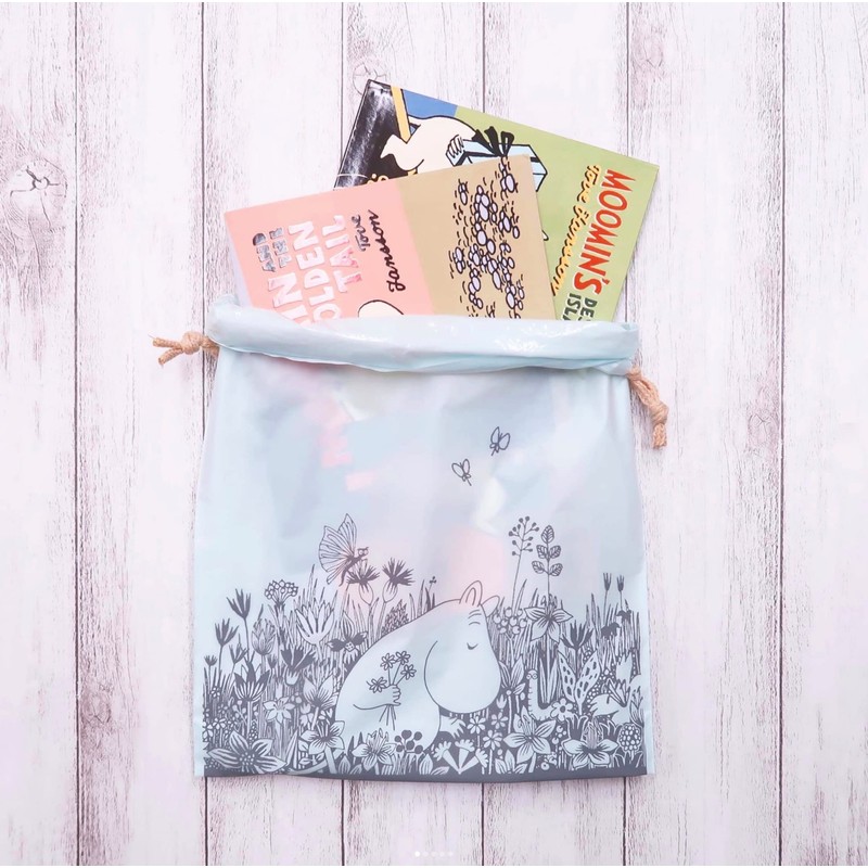 Indigo MOOMIN MV242 Moomin Wrapping Plastic Bag, S, Drawstring Flower