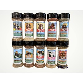Big Axe Spice 10-Pack MILD Bear Family Seasonings: Salt & Potassium Free - Mega Flavor, Smoked, ZingiBear, UrsaMax, Sicilian, Farmstead, UmamiBear, TacoDora, CrossCut, OsoGood
