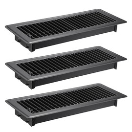 Sumnacon Pack of 3 Floor Vent Covers Metal Floor Register 4 x 12 Inch Heavy Duty Floor Vents with Adjustable Air Supply Lever, Walkable Black Vent Covers for Home Floor