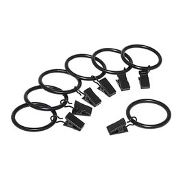 Pack of 40 Curtain Rings Clip 32 mm Inner Diameter with Clips and Hooks Metal Curtain Hooks for Curtain Rod and Shower Curtain Hanging Ring Black