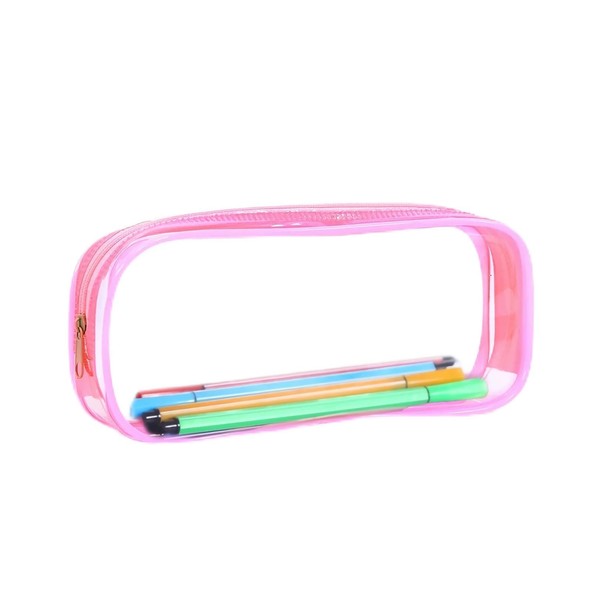 strrng Clear Plastic Pencil Case,Pink Clear Pencil Case,Used for School