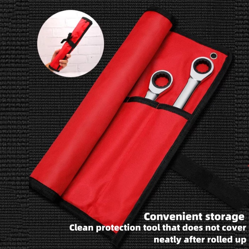 Multi Pocket Roll Up Tools Storage Bag Wrench Roll Tool