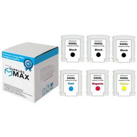 SuppliesMAX Remanufactured Replacement for HP OfficeJet Pro 8000/Pro 8500 Series High Yield Inkjet Combo Pack (3-BK/1-C/M/Y) (NO. 940XL) (C4903B1CMY)