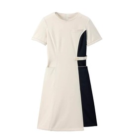 Nursery Super Beauty Stretch Side Bi-Color Dress, Non-transparent, Medical Lab Coat, Nurse, Esthetics, Beauty, Reception, Uniform, cream yellow