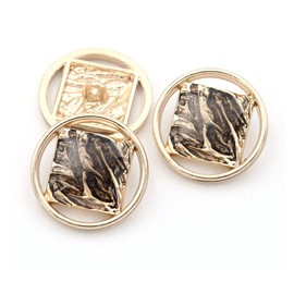 5 botones redondos de metal para ropa, chamarra, botones decorativos, accesorios de costura (cuadrado dorado, 18 mm)