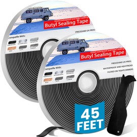 Butyl Sealant Tape 1/8''×3/4'' ×45‘, 2 Rolls Butyl Rubber Sealant, Sealing Putty Tape for Automotive (Car, RV, Marine) for Installing Car Part, Windows, Doors and Windshield