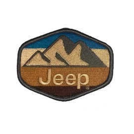 Jeep Mountains Hex Embroidered Patch Tan | 4" x 3" Heat Seal Patch for Clothes, Backpacks, Hats, Jackets, and Jeans
