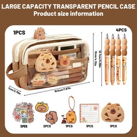 Capybara Things Set, 5-Piece Capybara Pen Set with Pen Holder and 4 Erasable Capybara Pens, Ideal for School and Office, Cute Design for Students and Teenagers