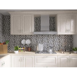 KASARO Peel and Stick Backsplash Tiles for Kitchen Wall, Mosaic Self Adhesive Durable Polymer Material Metal Tile, 10-Sheet, Grey