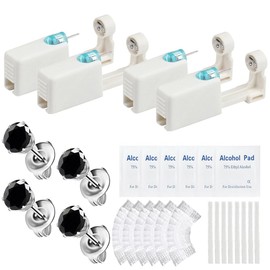 24 Pcs Self Ear Piercing Gun Kits - 24pcs/Set Painless Disposable Sterile Gun with Hypoallergenic Studs,at Home Safety Ear Piercing Gun Kit Tool (Black cz 5mm 521)