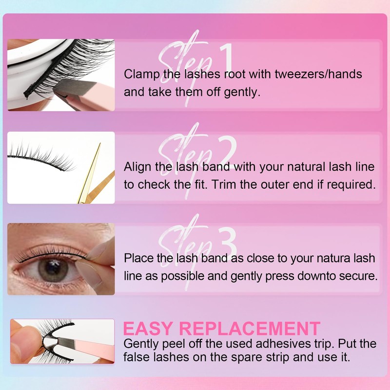Self Adhesive Lashes False Eyelashes - Update More Stronger 12mm