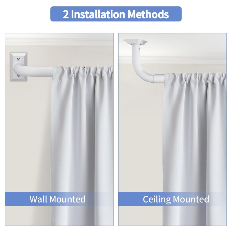White Blackout Curtain Rod, Adjustable Extra Long 5.5-12.7Ft, Wrap Around