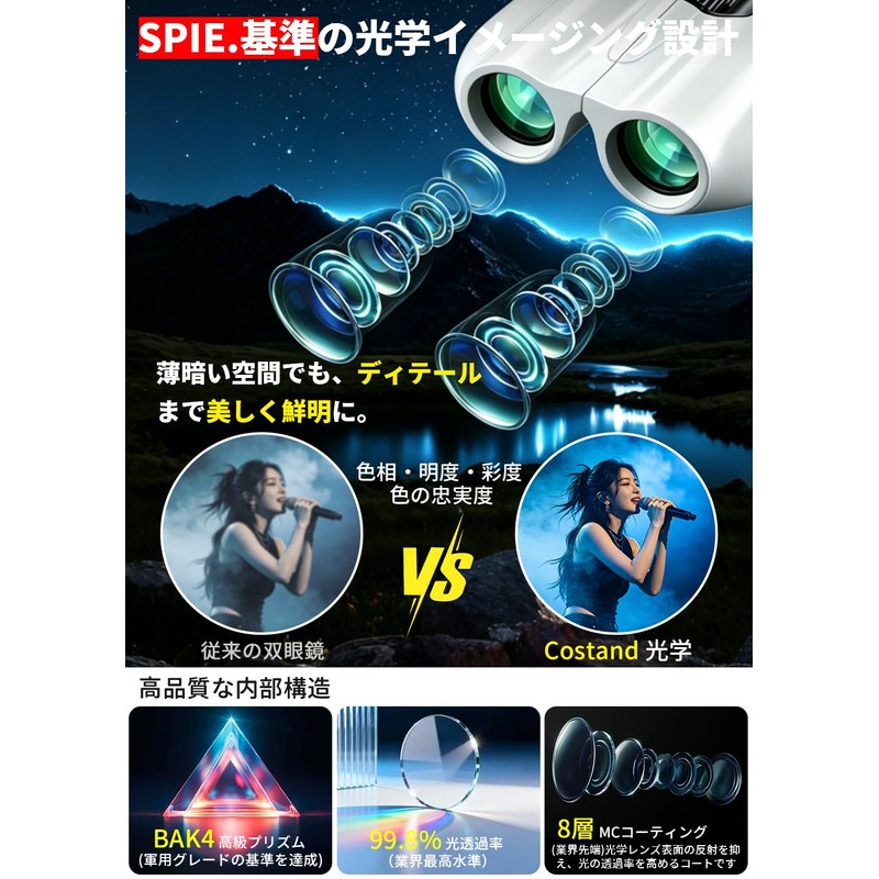 Costand Binocular, Live Opera Glass, 15x (Japan Product Design Award)