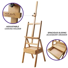 Mont Marte Signature Box Floor Easel, Beech Wood 43.5 x 44 x 150 cm (LxWxH), 17.13 x 17.32 x 59.1"