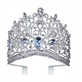 Jeweled Wedding Tiaras and Crowns for Women Birthday Prom, Wedding Tiaras and Crowns with Combs, Crystal Queen Crown Wedding Tiara for Bride, Princess Headpieces Quinceanera Pageant Crown