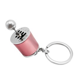 Kewucn Car Shifter Gear Keychain, Creative 6 Speed Manual Transmission Shift Lever Keyring, Auto Gearbox Shifter Key Chain (Light Pink)
