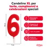 dekora - Candeline Compleanno Gigante Numero 6 Rossa 15 cm