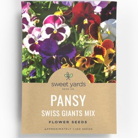 Pansy Swiss Giants Mix - Large 1,500mg Envelope - 1,100 Flower Seeds for Planting - Viola × wittrockiana