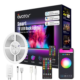 TV LED Backlights, 9.8FT Smart LED Lights for Behind TV with Music Sync 16 Million Colors Changing RGB Strip Lights Compatible with Alexa Google Home for 40-60 inch TVs, WiFi APP Control