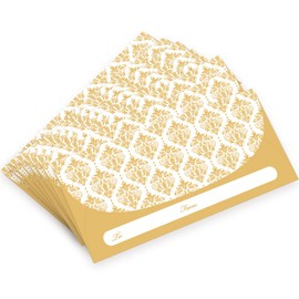 XXINMOH 100 Pack Gold Money Envelopes for Cash Gifts (7x3 Inch), Fancy Decorative Design Money Holder for Christmas, Birthday, Graduations, Weddings, Small Money Saving Envelopes, Bulk Value Pack