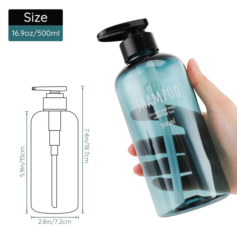 Segbeauty Shampoo Bottle Dispenser, Light Blue, 3-Piece Set, 16.9 fl
