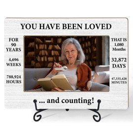 HONPHAX 90th Birthday Picture Frame, 90th Birthday Gifts for Women Men, 90 Years Old Gifts for Grandma Grandpa Mom Dad Picture Frames 4 x 6 Photo/Frame90