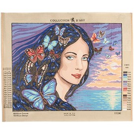 RTO Portrait with Butterflies D'Art Needlepoint Printed Tapestry Canvas, 60 x 50cm
