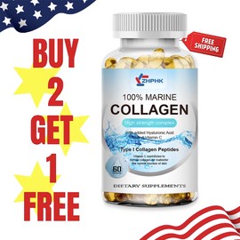 Premiun Marine Collagen Capsules w/ Hyaluronic Aid and Vitamin C - Anti Aging