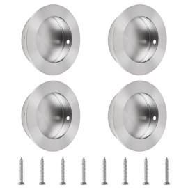 MOROBOR Closet Door Finger Pulls, 4PCS Sliding Closet Door Hardware Pulls Stainless Steel Sliding Door Pulls Round Flush Recessed Cabinet Handles (Brushed Silver/2 Inch)
