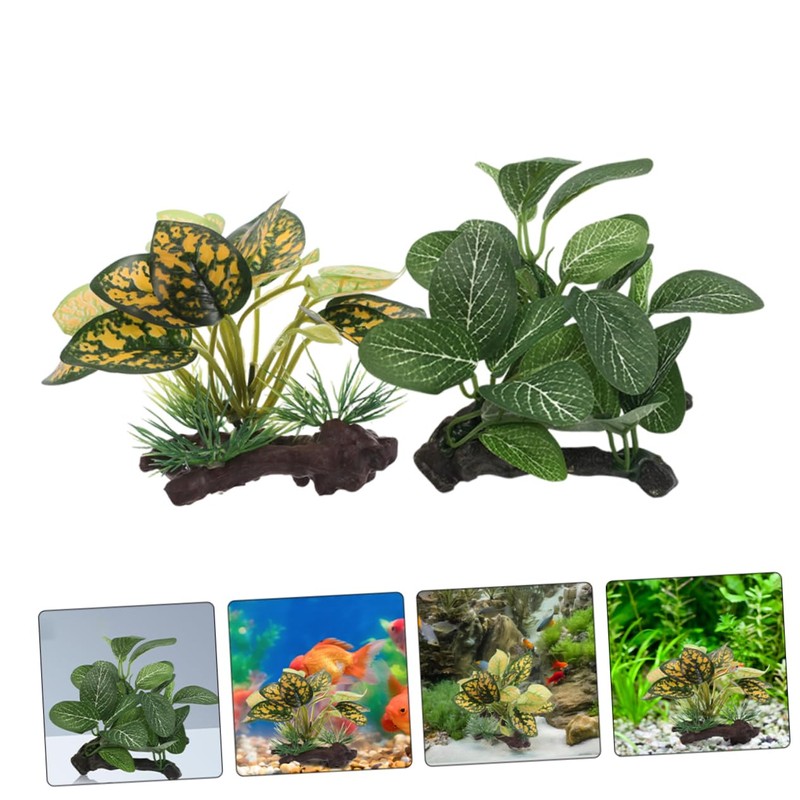 GRIRIW 2Pcs Durable Plastic Aquarium Decorations Betta Leaf Pad Hammock
