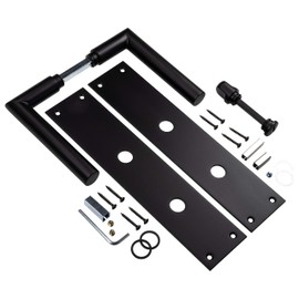 Gedotec Orlando Door Handle Set Stainless Steel Door Fitting Stainless Steel Door Handle Matte Black Door Sign Toilet Bathroom DIN Standard Germany 1 Pair Renovation Fitting with Mounting Material