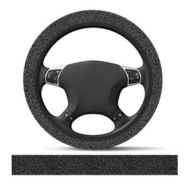 JYCardPKT Elastic Car Steering Wheel Cover, Universal 15 inch Non-Slip Breathable Neoprene Steering Wheel Protector, Car Accessories for Women Men Fit Auto, Suvs, Truck Black Leopard