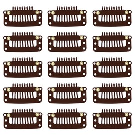 HappyHome Set of 15 Wig Fixing Pins for Wig Fixing Hardware Hook Type Patch Fastener (Dark Brown)