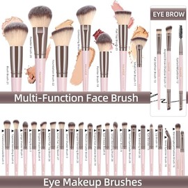 MAANGE Brochas de Maquillaje 51 Piece Set de Brochas para Maquillaje Multifuncional Kabuki Sintético Rubor Polvo Base Juego de Brochas para Viajes y U