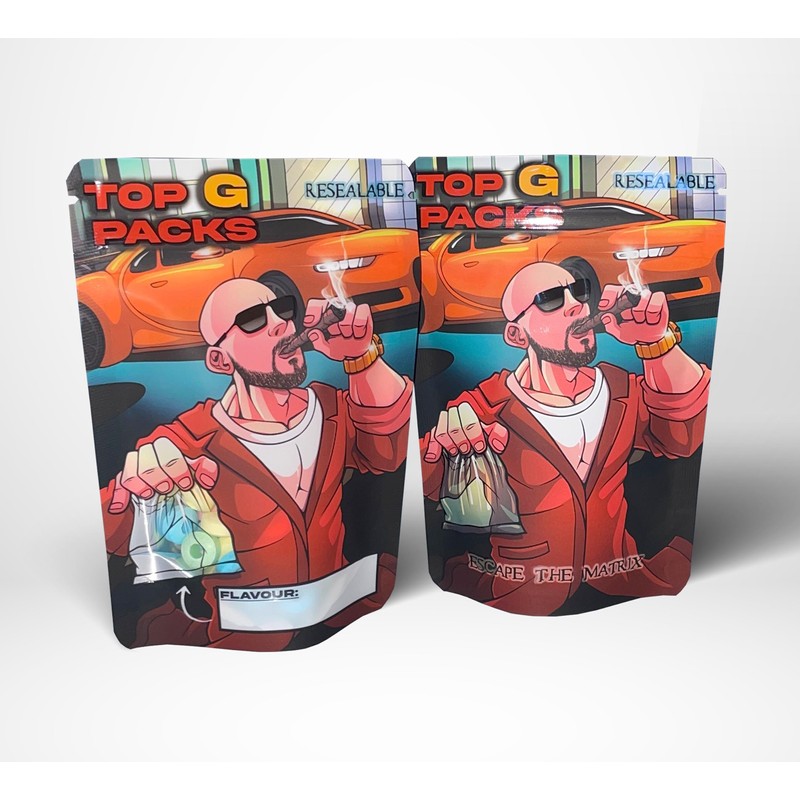 Mylar bags 3.5g smell proof packaging Top G x100