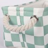 3PC Checked Long Narrow Storage Baskets 15x6x5 inch Small Fabric