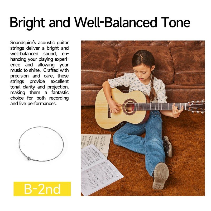Soundspire 10-Pack Acoustic Guitar Strings, B-2nd Light Tension Brass Wound
