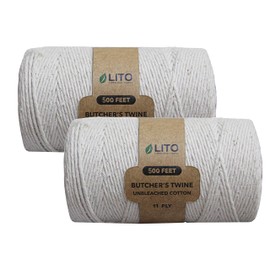 Butcher’s Twine for Cooking & Trussing – 1.2mm Heavy-Duty Natural Cotton Kitchen Twine (2 x 500ft) – Food-Safe, Oven-Safe String for Meat, Turkey, Baking, & Crafts