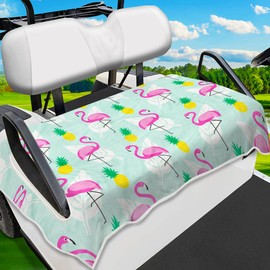 ENYORSEL Golf Cart Seat Covers, Pineapple Flamingo Golf Cart Seat Towel Blanket for All EZGO, Yamaha, Club Cars, Icon and More Cart, 100% Microfiber, Essential Golf Cart Accessories, 51'' x 31''