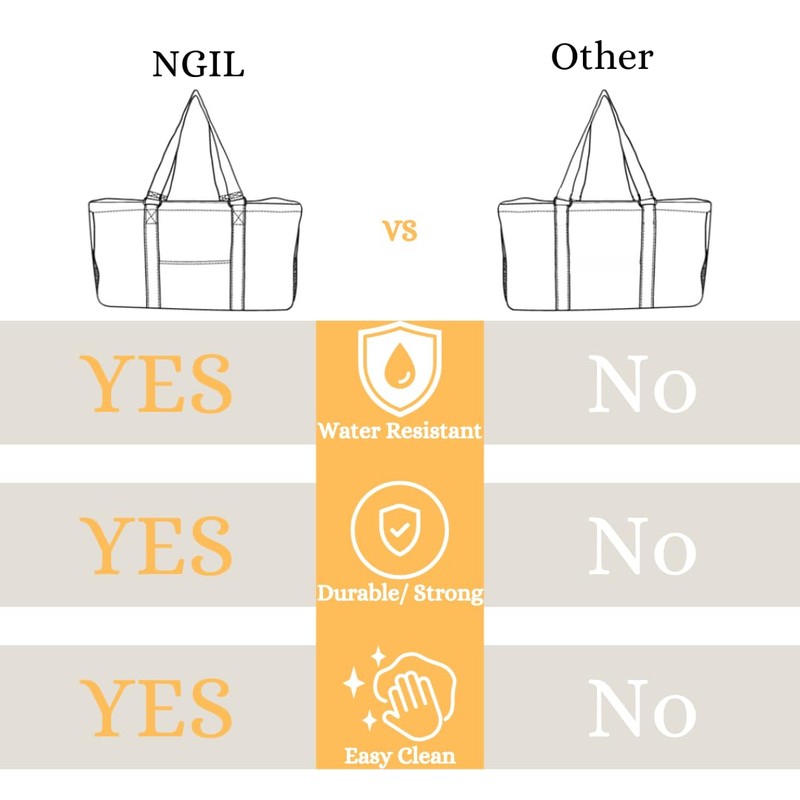 NGIL Extra Large Utility Tote Reusable Grocery Bag Oversized Collapsible