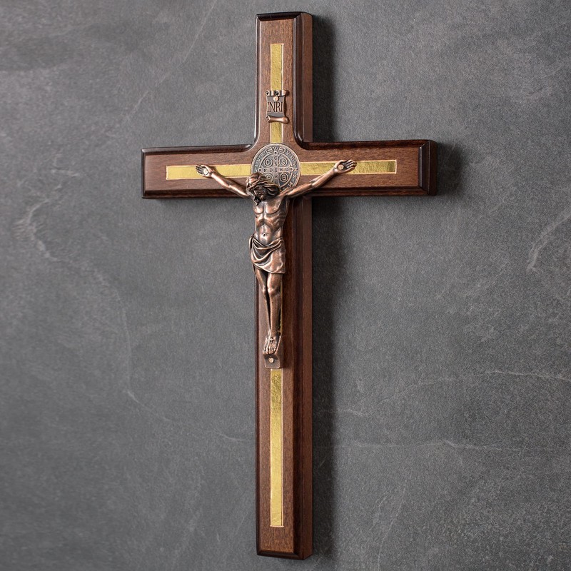 Asterom St Benedict Crucifix Wall Cross - Handmade Saint Benedict