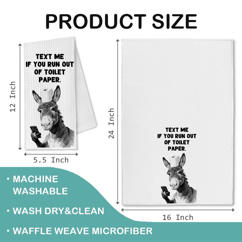 OTOUO Funny Donkey Hand Towel for Bathroom Decor, Farmhouse Donkey