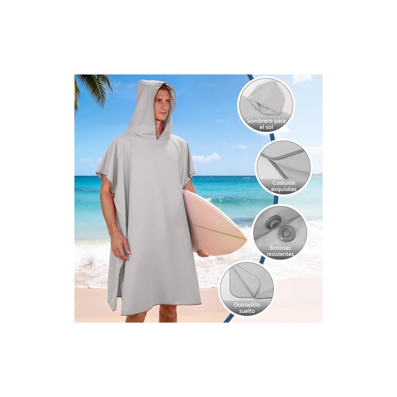 Poncho de Surf con Capucha de Microfibra, 90x 110cm Bata