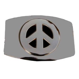 Peace Symbol Shiny Brass Finish Novelty Belt Buckle