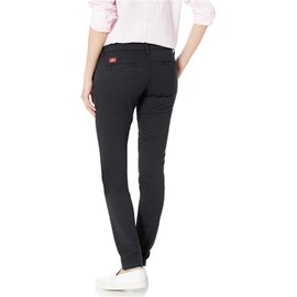 Dickies Women's Mid-Rise, Skinny Stretch Twill Pant, Rinsed Black 6RG