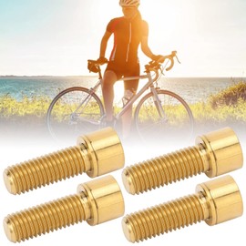 Alomejor 4-Piece Bicycle Handlebar Shaft Bolts, Hex Socket Screws Made of Titanium Alloy M7 x 20 mm for Mountain Bikes (Gold)