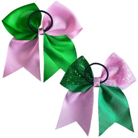 2 Piece Witch Hair Bows for Women and Girls, Pink & Green Cute Bow,Sparkly Hair Accessories for Cosplay (Pink and green 2)