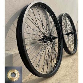 DONSP1986 Heavy Duty 26" Bike Rim Wheel Set,12G 48 Spokes Wheelset &22T Flywheel